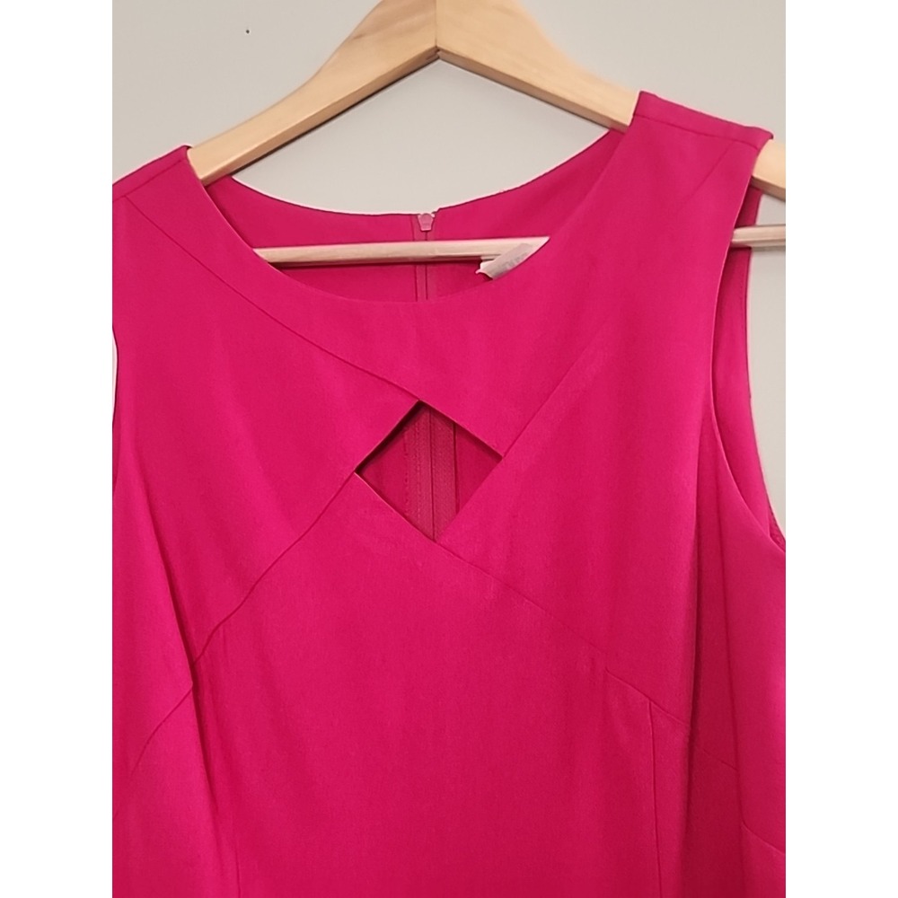 Vintage Scarlett Size 9/10Fusica PINK  Sleeveless Midi Dress Neck Cutout Barbie - Picture 2 of 9
